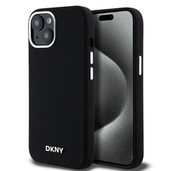 DKNY DKHMP15SSMCHLK iPhone 15 / 14 / 13 6.1" czarny/black hardcase Liquid Silicone Small Metal Logo MagSafe