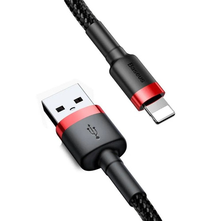 Kabel USB iPhone Lightning 2A 3m Baseus Cafule Cable (CALKLF-R91) czarno-czerwony