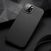 Dux Ducis Grit Leather Case for iPhone 14 Elegant Faux Leather Cover (MagSafe Compatible) Black