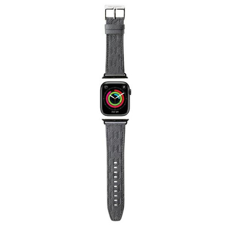 Karl Lagerfeld pasek do Apple Watch 42/44/45/49 mm KLAWLSAKLHPG STRAP SAFFIANO MONO srebrny