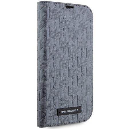 Karl Lagerfeld KLBKP14XSAKLHPG iPhone 14 Pro Max 6.7" bookcase srebrny/silver Saffiano Monogram