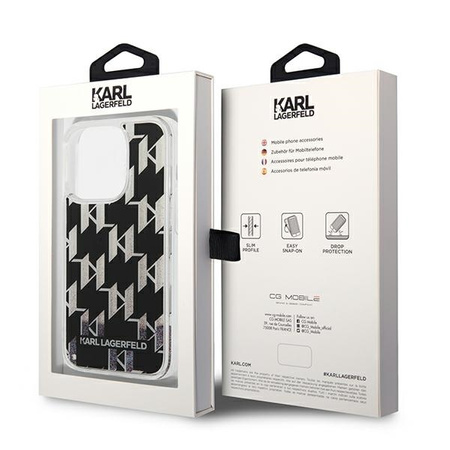 Original Case IPHONE 14 PRO MAX Karl Lagerfeld Hardcase Liquid Glitter Monogram (KLHCP14XLMNMK) black