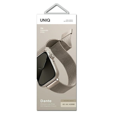 UNIQ pasek Dante Apple Watch Series 4/5/6/7/SE 42/44/45mm. Stainless Steel starlight