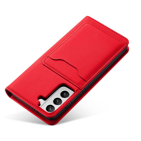 Magnet Kartenetui für Samsung Galaxy S22+ (S22 Plus) Etui Geldbörse Kartenhalter Rot