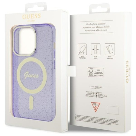 Guess GUHMP14XHCMCGU iPhone 14 Pro Max 6.7&quot; purple/purple hardcase Glitter Gold MagSafe