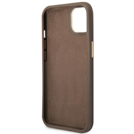 Original Case IPHONE 14 PLUS Guess Hard Case 4G Vintage Gold Logo (GUHCP14MHG4SHW) brown