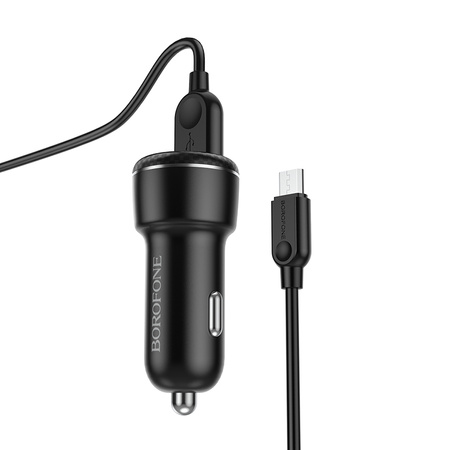 Borofone Ładowarka samochodowa BZ17 Core - 2xUSB - QC 3.0 18W z kablem USB na Micro USB czarna