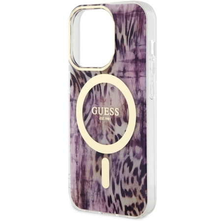 Guess GUHMP14LHLEOPWP iPhone 14 Pro 6.1" pink/pink hardcase Leopard MagSafe