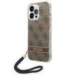 Oryginalne Etui IPHONE 14 PRO Guess Hardcase 4G Print Strap (GUOHCP14LH4STW) brązowe