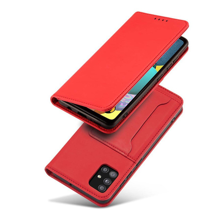 Magnet Card Case Case for Samsung Galaxy A12 5G Pouch Wallet Card Holder Red