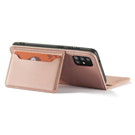 Magnet Card Case etui do Samsung Galaxy A13 5G pokrowiec portfel na karty kartę podstawka różowy