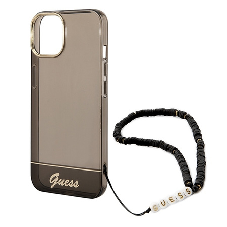 Original Case IPHONE 14 Guess Hardcase Translucent Pearl Strap black