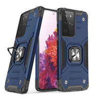 Wozinsky Ring Armor Tough Hybrid Case Cover + Magnethalterung für Samsung Galaxy S22 Ultra blau