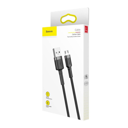 Baseus Cafule Cable - Dwustronny kabel połączeniowy micro USB na USB QC 3.0, 2.4 A, 1 m (szary/czarny)