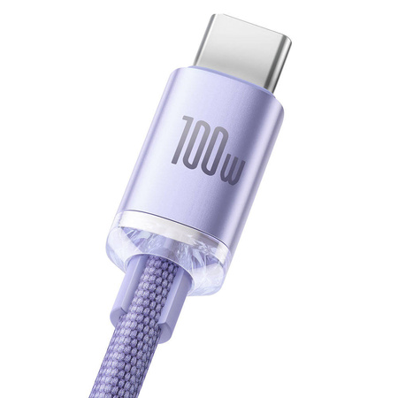 Baseus Crystal Shine Series Fast Charging Data Cable USB to Type-C 100W 1.2m Purple