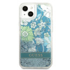 Guess GUHCP13SLFLSN iPhone 13 mini 5,4 &quot;grün / grünes Hardcase Flower Liquid Glitter