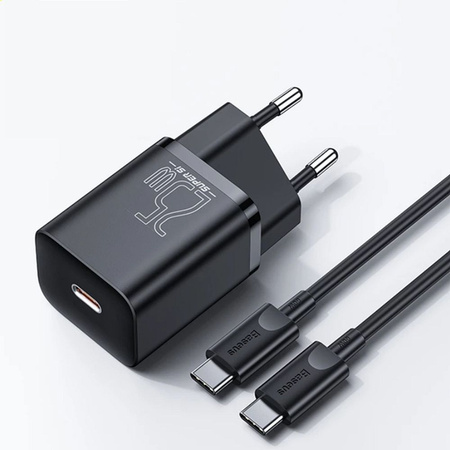 Baseus Super Si szybka ładowarka sieciowa Quick Charge 3.0 Power Delivery 25W 3A + Kabel USB Typ C - USB Typ C 3A 1m czarny (TZCCSUP-L01)