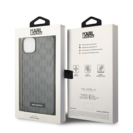 Original Case IPHONE 14 Karl Lagerfeld Hardcase Saffiano Mono Metal Logo (KLHCP14SSAKLHPG) gray