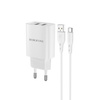 Borofone Ładowarka sieciowa BN2 Super - 2xUSB - 2,1A z kablem USB na Typ C biała