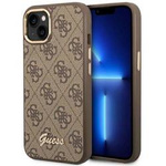 Original Handyhülle IPHONE 14 Guess Hard Case 4G Vintage Gold Logo (GUHCP14SHG4SHW) braun