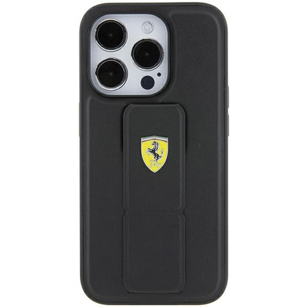 Ferrari nakładka do iPhone 15 Pro Max 6,7&quot; FEHCP15XGSPSIK czarna HC GRIP STAND PU