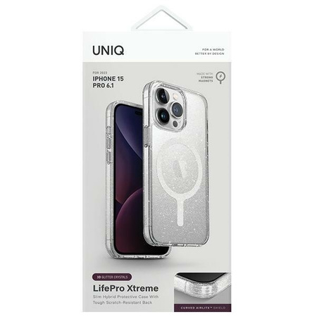 Case APPLE IPHONE 15 PRO UNIQ LifePro Xtreme Magclick Charging tinsel lucent transparent