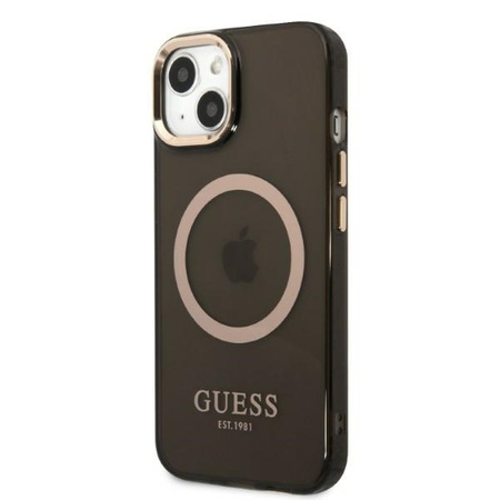 Oryginalne Etui IPHONE 13 Guess Hard Case Gold Outline Translucent MagSafe (GUHMP13MHTCMK) czarne