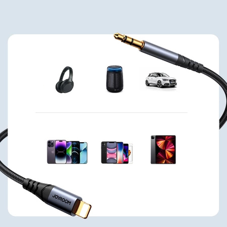 Joyroom Stereo-Audiokabel AUX 3,5 mm Miniklinke – Lightning für iPhone iPad 1,2 m schwarz (SY-A06)