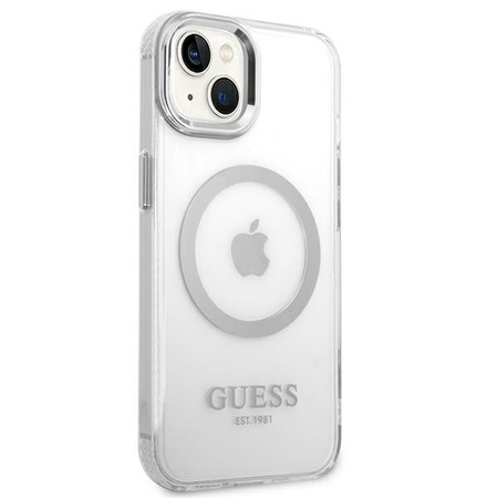 Guess Metal Outline MagSafe - Etui iPhone 14 (przezroczysty)