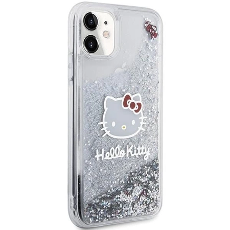 Hello Kitty Liquid Glitter Charms Kitty Head Hülle für iPhone 11 / Xr – Silber