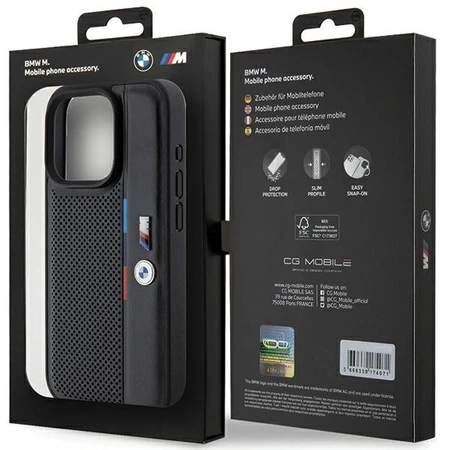 BMW Perforated Tricolor Line case for iPhone 15 Pro Max - black