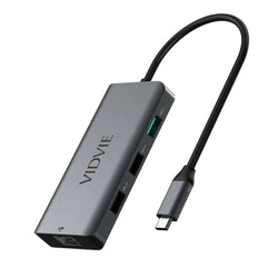 HUB adapter VIDVIE HUB01 1xUSB 3.0+2xUSB 2.0+1xHDMI+1xRJ45+1xPD+Type C gray