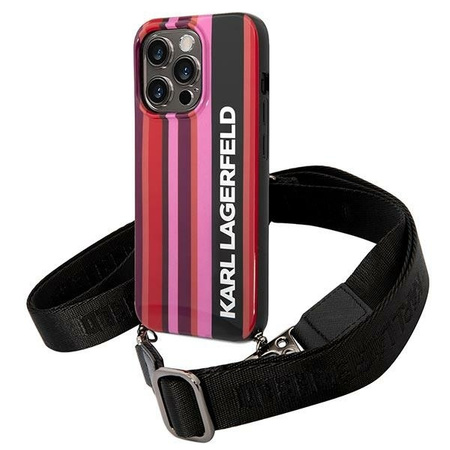 Karl Lagerfeld KLHCP14XSTSTP iPhone 14 Pro Max 6.7 &quot;hardcase pink / pink Color Stripes Strap