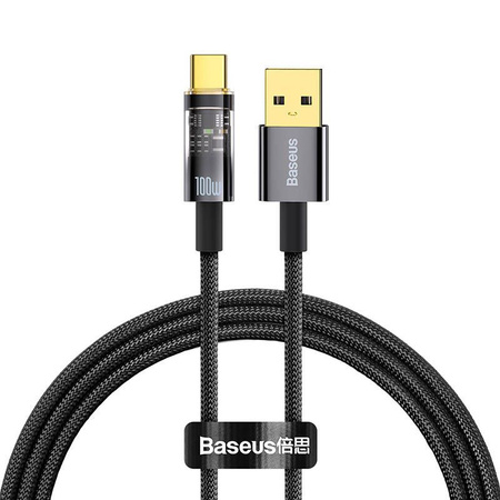 Baseus Explorer Series Auto Power-Off Fast Charging Data Cable USB to Type-C 100W 1m Black