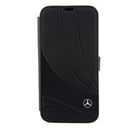 Oryginalne Etui MERCEDES bookcase Leather Wave Patern MEBKP15L8ROLK do Iphone 15 Pro Czarny