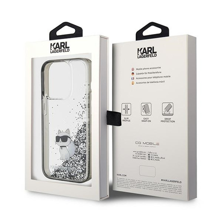 Karl Lagerfeld Liquid Glitter Choupette case for iPhone 15 Pro Max - transparent