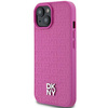 DKNY DKHMP15SPSHRPSP iPhone 15 / 14 / 13 6.1" różowy/pink hardcase Leather Pattern Metal Logo MagSafe