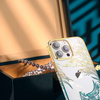 Luxury iPhone 14 Case with Kingxbar Phoenix Crystals - Gold and Blue