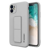 Wozinsky Kickstand Case elastyczne silikonowe etui z podstawką Xiaomi Redmi 10X 4G / Xiaomi Redmi Note 9 szary