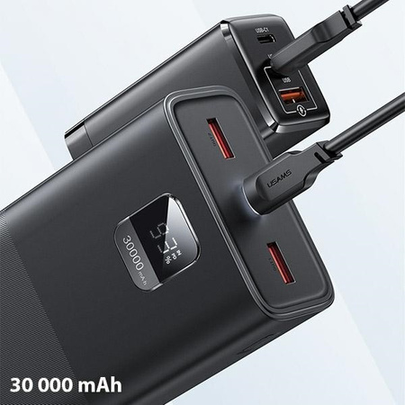 Powerbank 30000mAh  65W 2x QC3.0 USB + USB-C PD + Cable USB-C - USB-C USAMS PB68 black