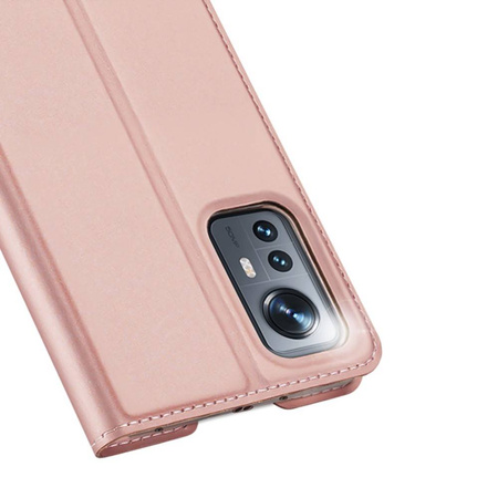 Schutzhülle XIAOMI 12 LITE mit einem Flip Dux Ducis Skin Leder hell-pink