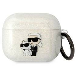 Original Case APPLE AIRPODS 3 Karl Lagerfeld Gliter Karl&Choupette (KLA3HNKCTGT) transparent