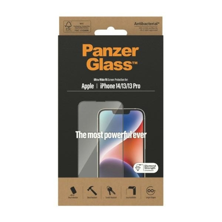 Gehärtetes Glas 5D IPHONE 14 / 13 PRO / 13 PanzerGlass Ultra-Wide Fit Screen Protection Antibacterial (2771)