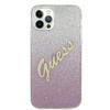 Oryginalne Etui IPHONE 12 / 12 PRO 6,1" Guess Hardcase Glitter Gradient Script GUHCP12MPCUGLSPI różowe