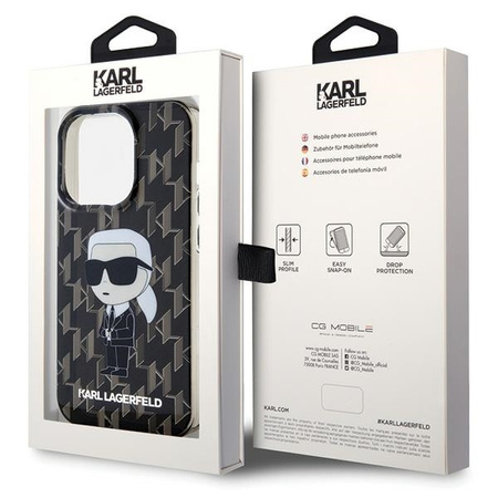 Karl Lagerfeld nakładka do iPhone 15 Pro 6,1" KLHCP15LHNKMKLK czarna HC IML Ikonik Monogram