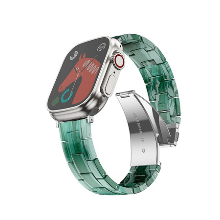 FORCELL F-DESIGN FA04 pasek żywiczny marmurkowy do APPLE Watch 42 / 44 / 45 / 49 mm zielony