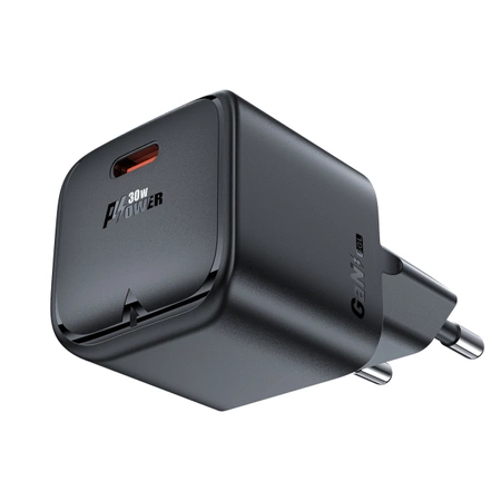 Acefast A77 Mini PD 30W GaN USB-C Wandladegerät – Schwarz