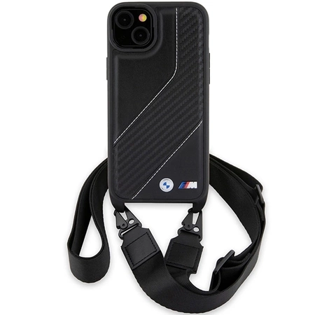 BMW M Edition Carbon Stripe &amp; Strap case for iPhone 15 Plus / 14 Plus - black