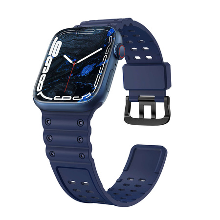 Strap Triple Protection Strap für Apple Watch SE, 8, 7, 6, 5, 4, 3, 2, 1 (41, 40, 38 mm) Armband marineblau