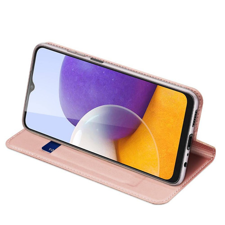 Etui SAMSUNG GALAXY A22 LTE / 4G z klapką Dux Ducis skórzane Skin Leather jasny róż